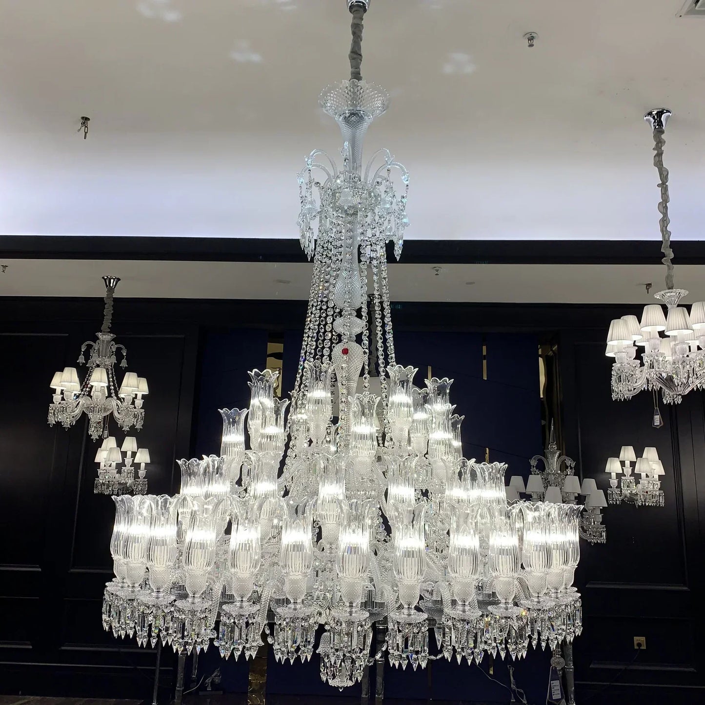 Multi Layer Chrome Crystal Chandelier in French Style with Romantic Branch Flowers for Grand Hallway and Staircase