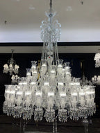 Multi Layer Chrome Crystal Chandelier in French Style with Romantic Branch Flowers for Grand Hallway and Staircase