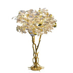 Luxury Creative White Ceramic Ginkgo Biloba Copper Branch Tree Floor Lamp for Living Room and Bedroom