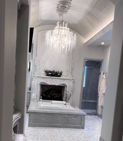 Light Luxury Silver Flower Branch Chandelier with Icicle Details for Bedroom Dining Room and Hallway