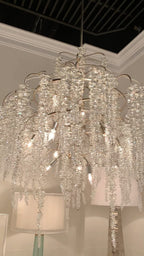 Light Luxury Silver Flower Branch Chandelier with Icicle Details for Bedroom Dining Room and Hallway