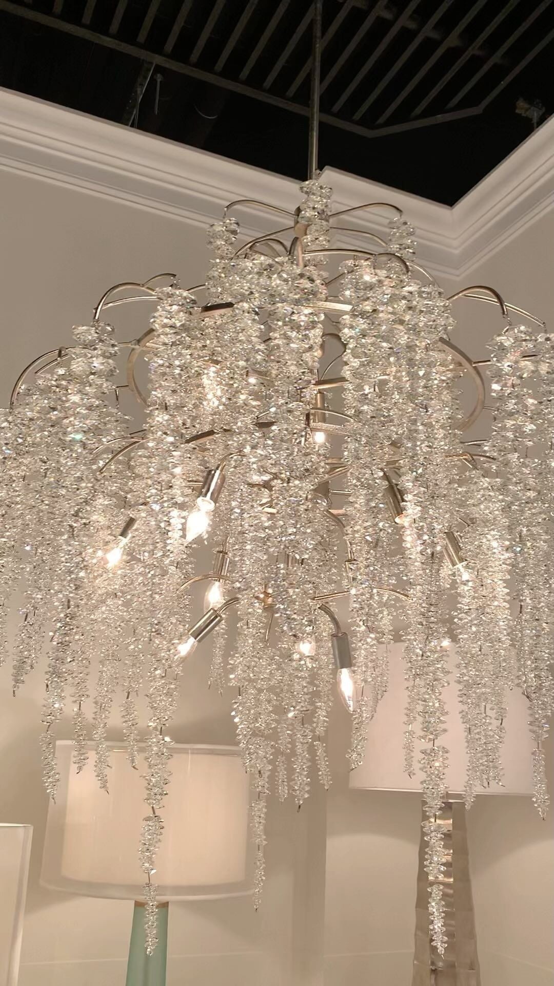 Light Luxury Silver Flower Branch Chandelier with Icicle Details for Bedroom Dining Room and Hallway