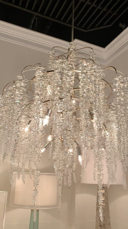Light Luxury Silver Flower Branch Chandelier with Icicle Details for Bedroom Dining Room and Hallway
