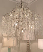 Light Luxury Silver Flower Branch Chandelier with Icicle Details for Bedroom Dining Room and Hallway