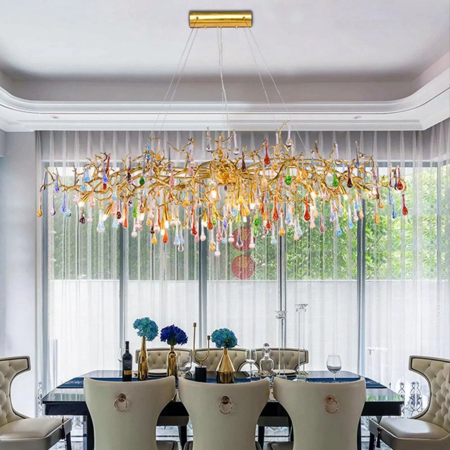 TLL Ran Colorful Crystal Dining Branch Chandelier
