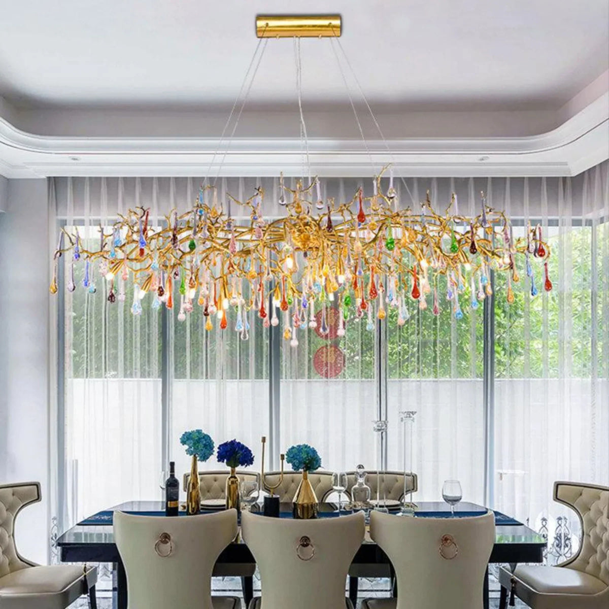 TLL Ran Colorful Crystal Dining Branch Chandelier