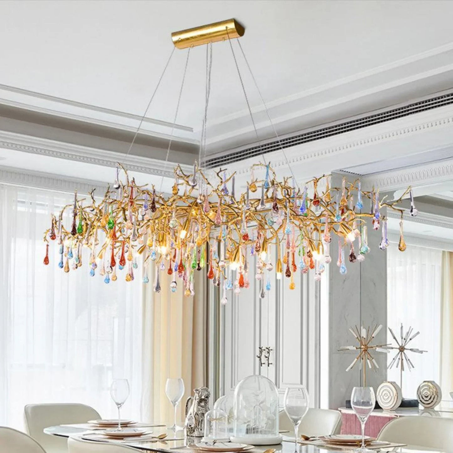 TLL Ran Colorful Crystal Dining Branch Chandelier