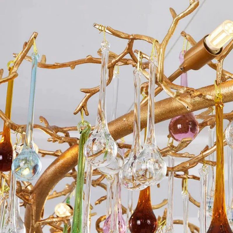 TLL Arcadia Colorful Crystal Linear Branch Chandelier