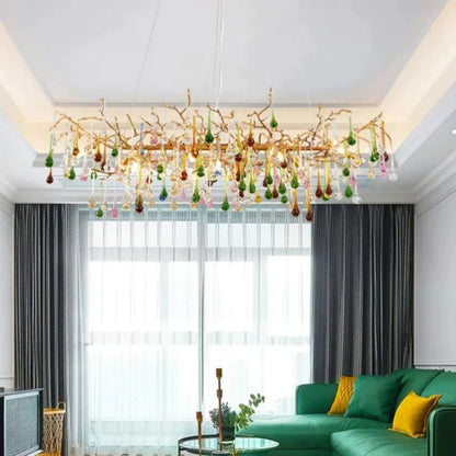 TLL Arcadia Colorful Crystal Linear Branch Chandelier
