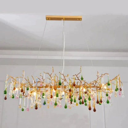 TLL Arcadia Colorful Crystal Linear Branch Chandelier