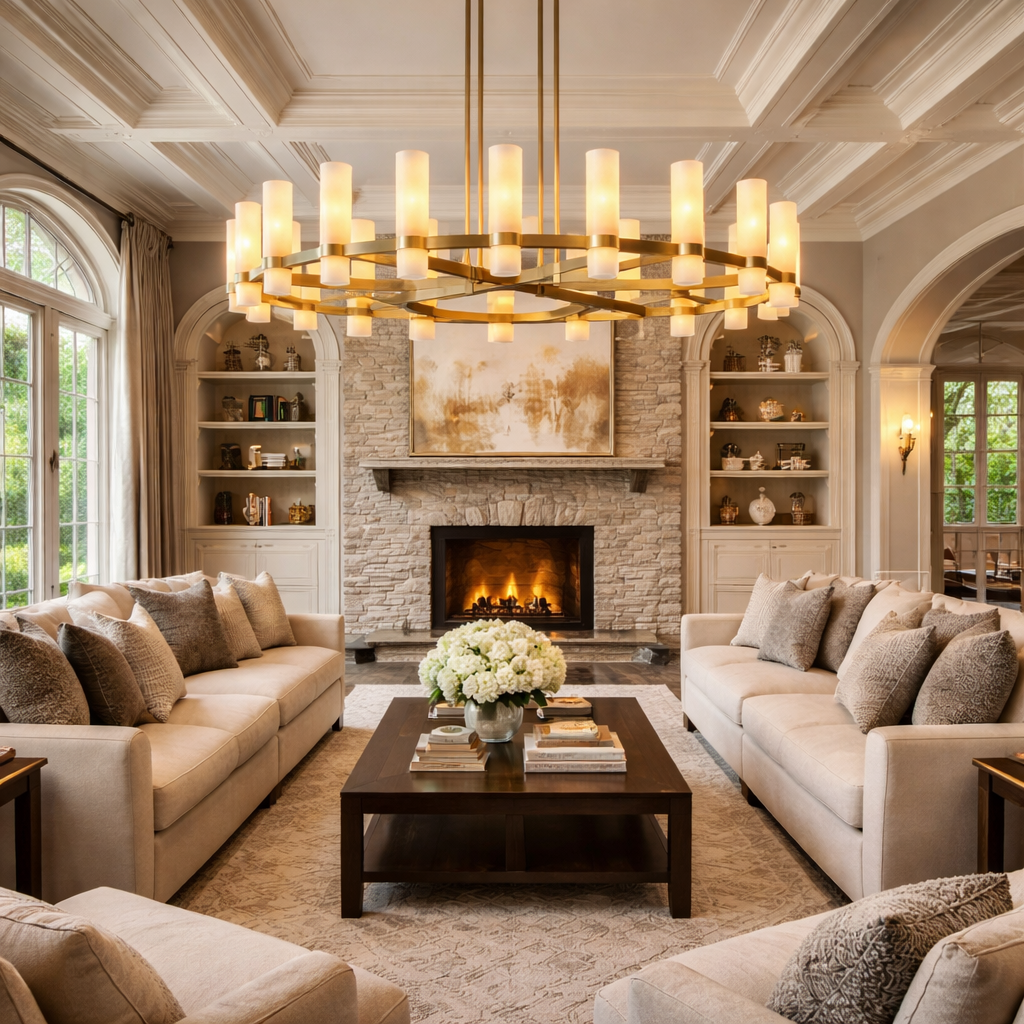 Racerret Round Milk Glass Chandelier