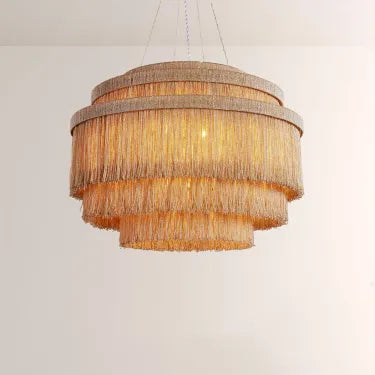 Rowan Jute Fringe Tiered Chandelier