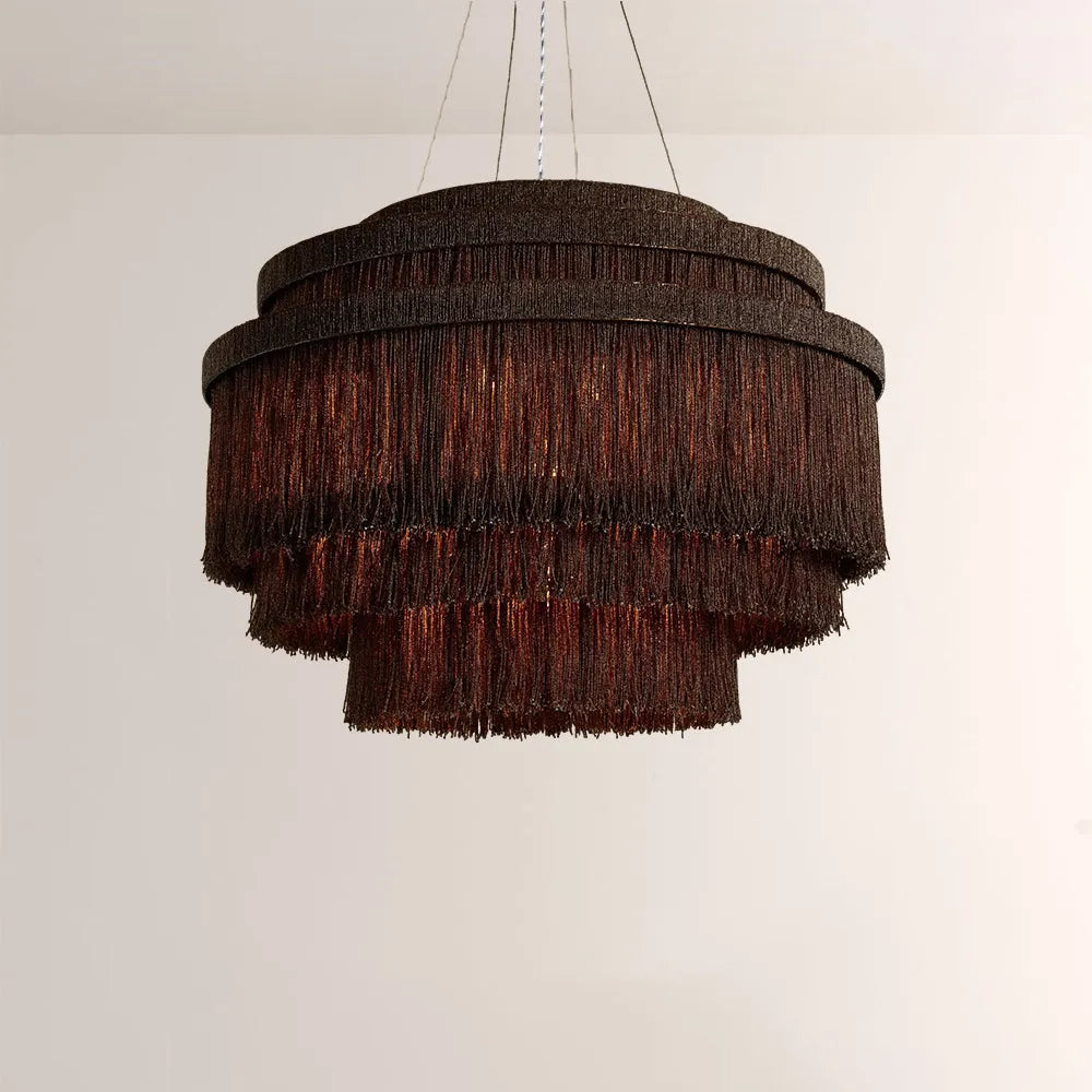 Rowan Jute Fringe Tiered Chandelier