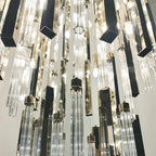 Modern Luxury 7-Tiered Floating Glass Chandelier Flush Mount for High-ceiling/Staircase/Duplex
