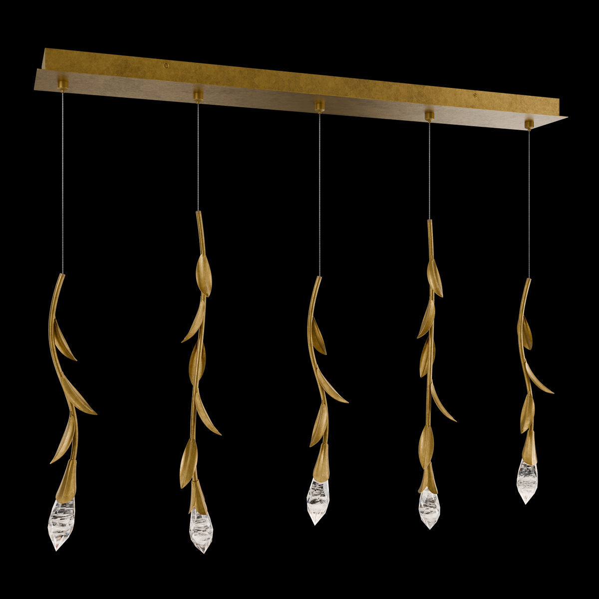 Modern Luxury Floating Branches Floral Crystal Chandelier with Rectangular Canopy for High-ceiling