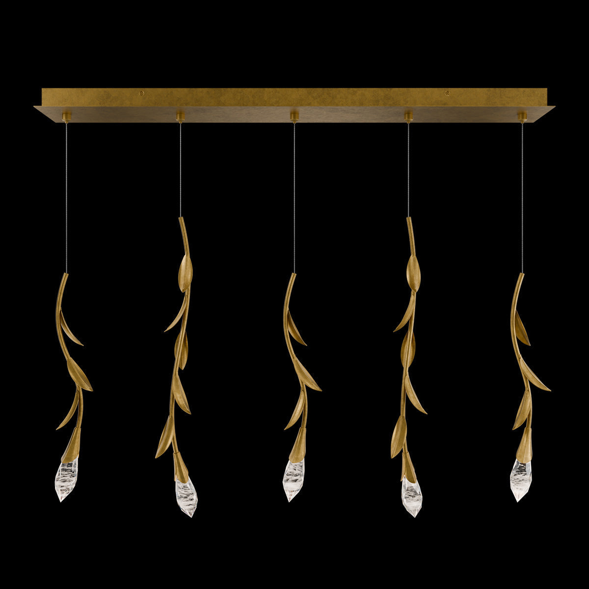Modern Luxury Floating Branches Floral Crystal Chandelier with Rectangular Canopy for High-ceiling