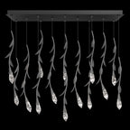 Modern Luxury Floating Branches Floral Crystal Chandelier with Rectangular Canopy for High-ceiling