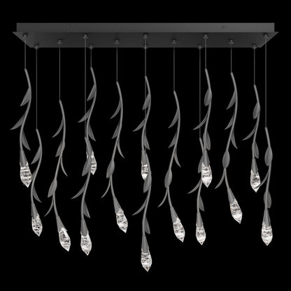 Modern Luxury Floating Branches Floral Crystal Chandelier with Rectangular Canopy for High-ceiling