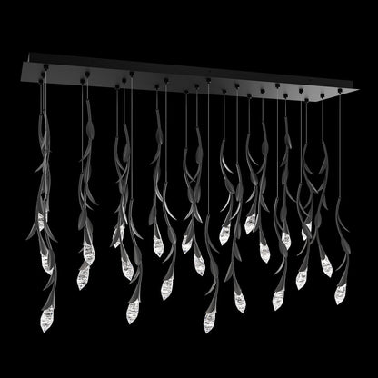 Modern Luxury Floating Branches Floral Crystal Chandelier with Rectangular Canopy for High-ceiling