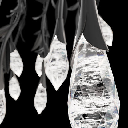 Modern Luxury Floating Branches Floral Crystal Chandelier with Rectangular Canopy for High-ceiling