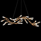 Modern Linear/Round Floral Branches Crystal Chandelier