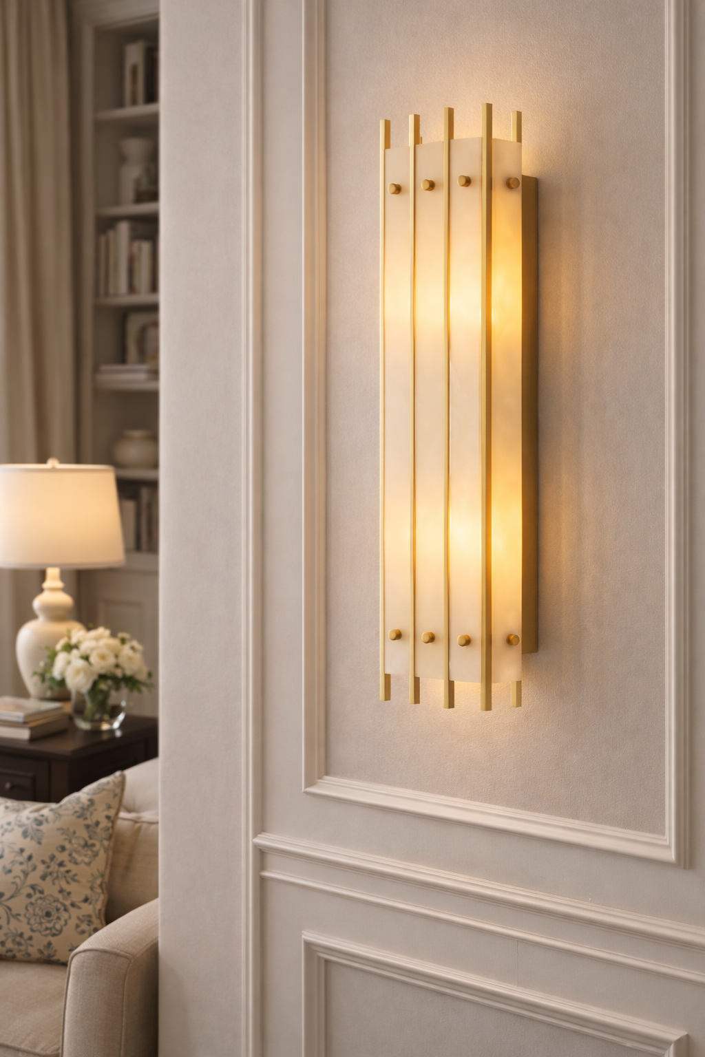 Sae Nari  Alabaster Grand Rectangular Sconce