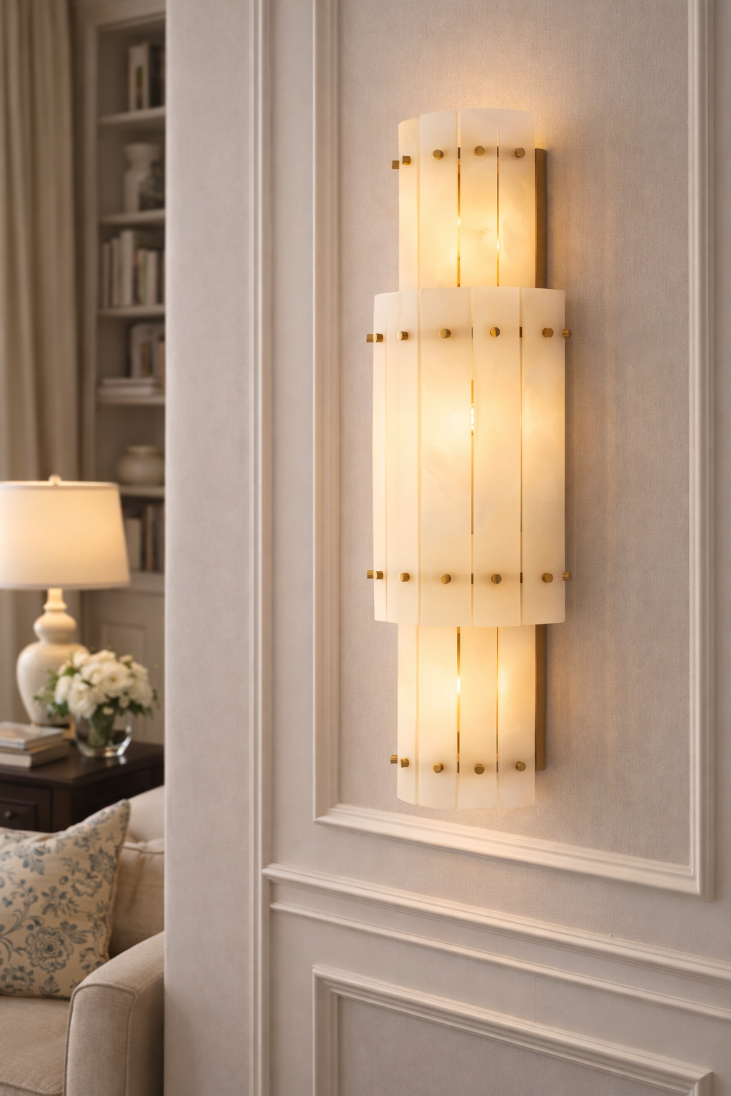 Sae Nari Alabaster Grand Round Sconce