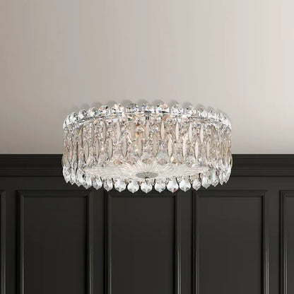 Light Luxury Crystal Beads Drum Collection Flush Mounted/Rectangle/Round Chandelier