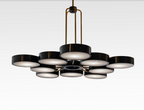 Modern 10-Light Round Alabaster Cluster Chandelier for Low-ceiling