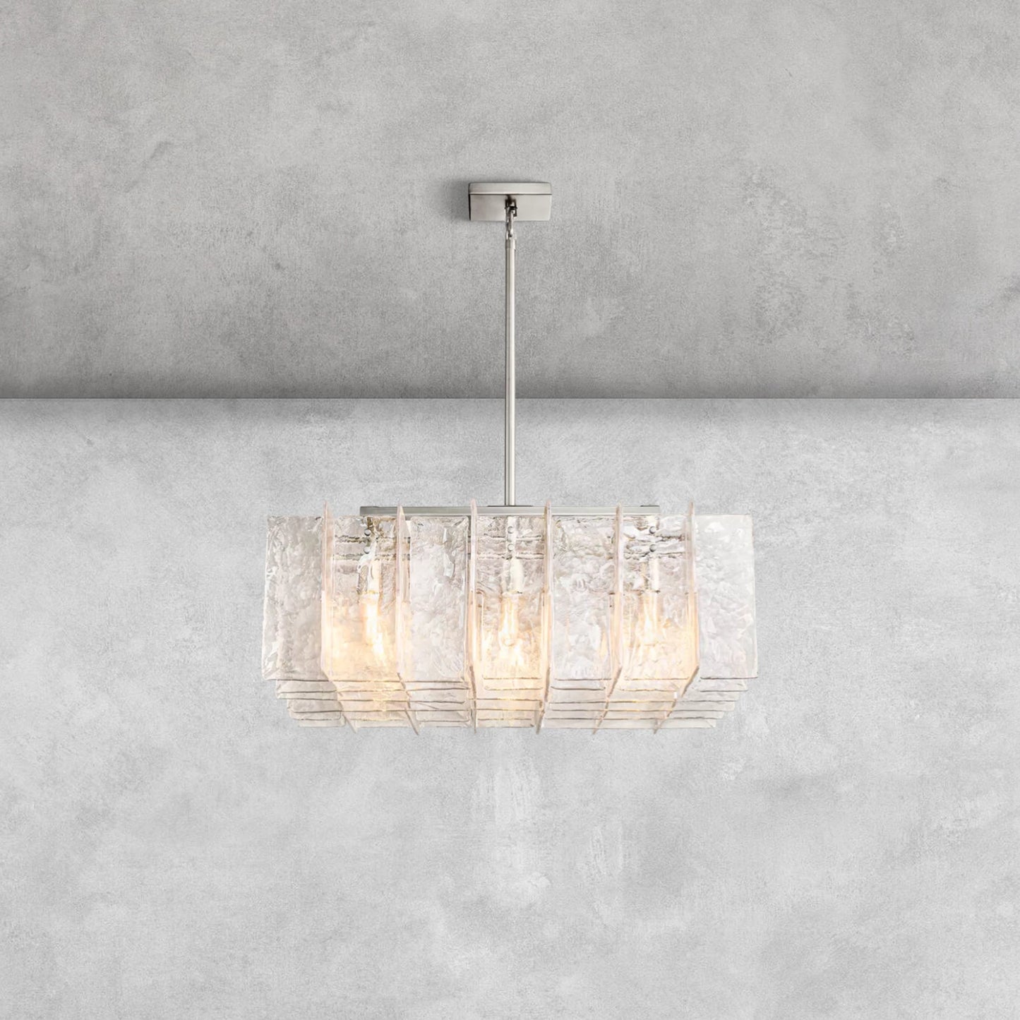 Haetic Clear/Smoke Class Square Chandelier 37''