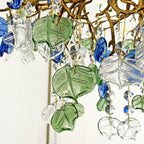 Stylish Colored Glaze Flower Crystal Chandelier Brass Tree Branch Ceiling Light For Living Room Hotel Hall