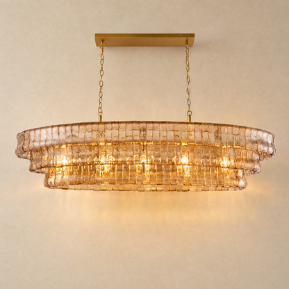 Amber Glass Pendant Light in gold