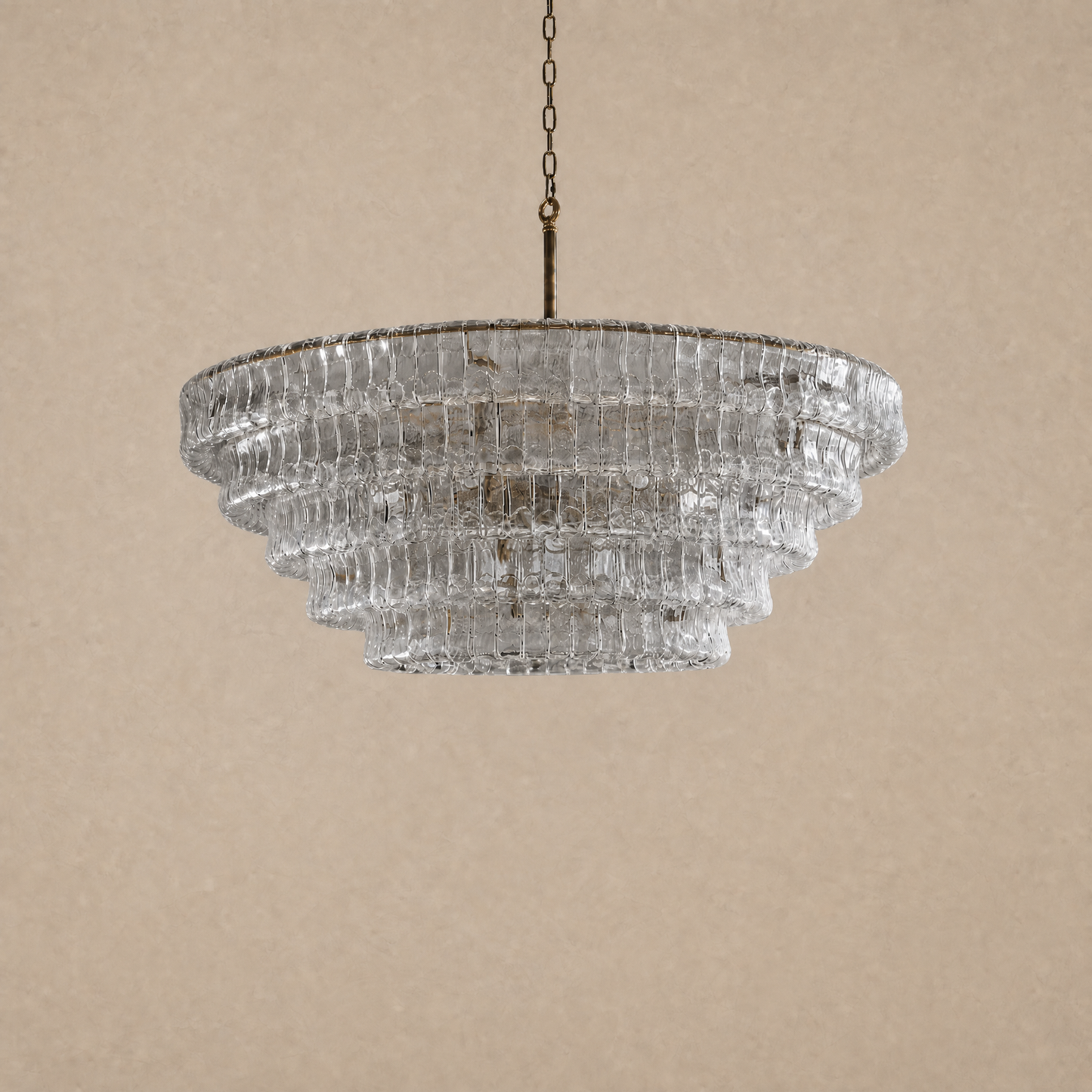 Tiered Glass Chandelier in a bedroom