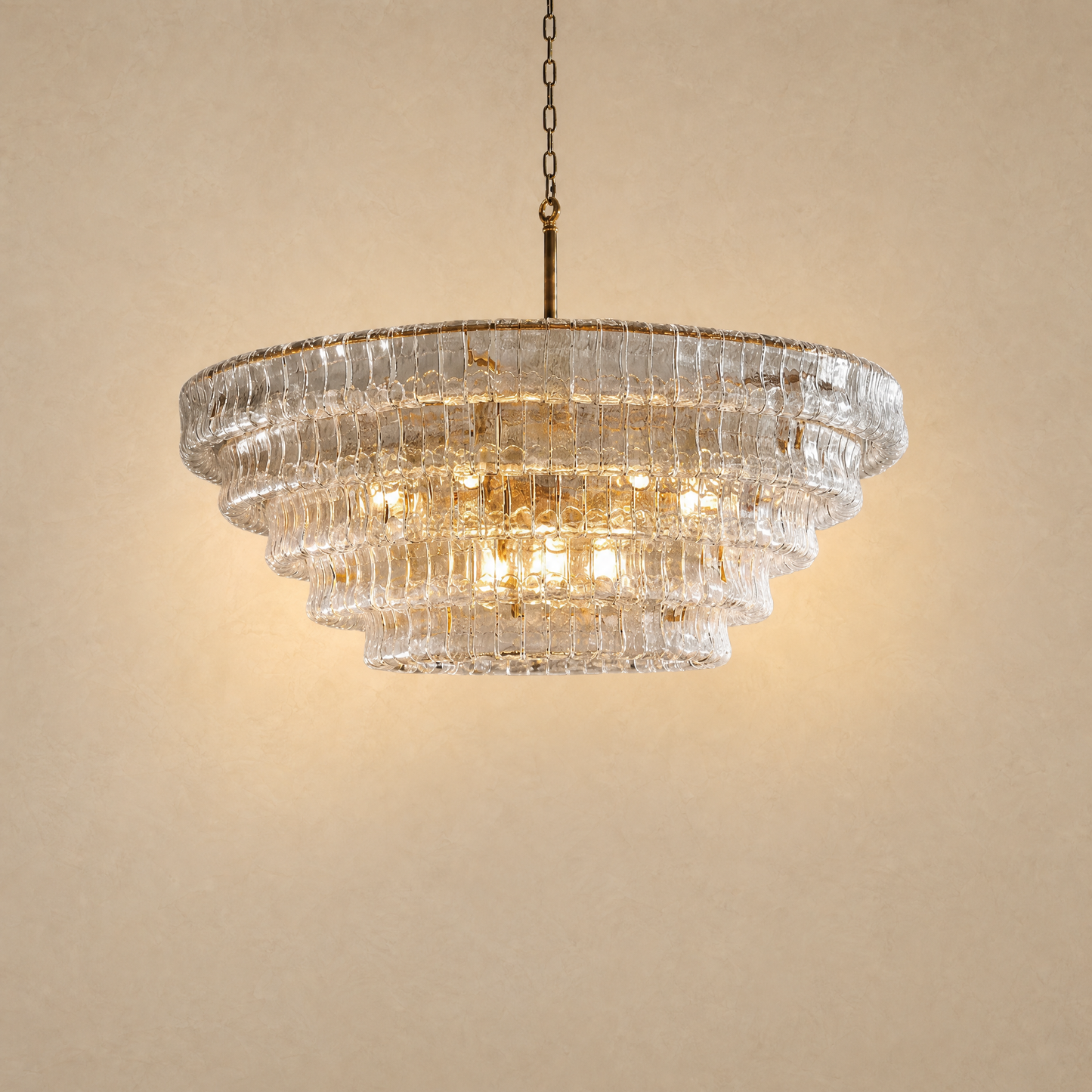 Tiered Glass Chandelier in gold