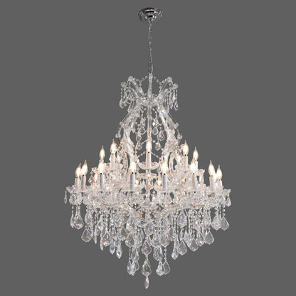 Clear Glass Clip 24-Light Chandelier D90 - Silver