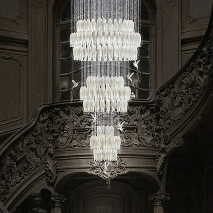 Ceramic Tulip Cascade Staircase Chandelier