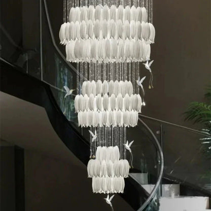 Ceramic Tulip Cascade Staircase Chandelier