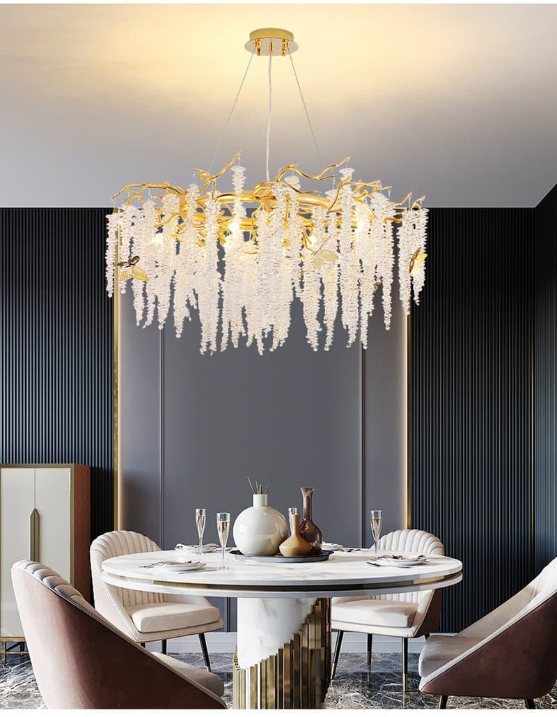 TLL Branch Luxury Long Snowflake Crystal Chandelier