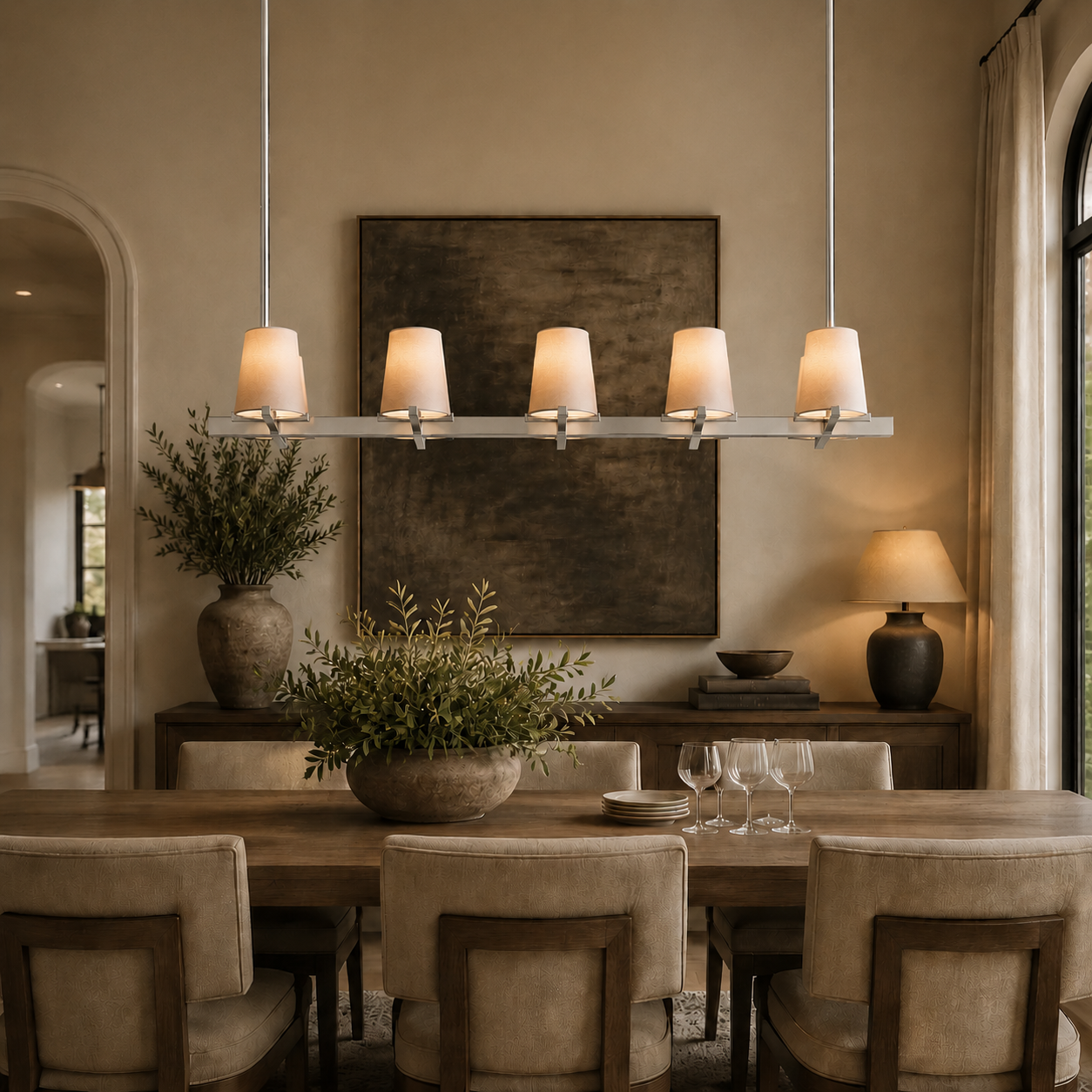 Parenlace Fabric Shade Linear Chandelier