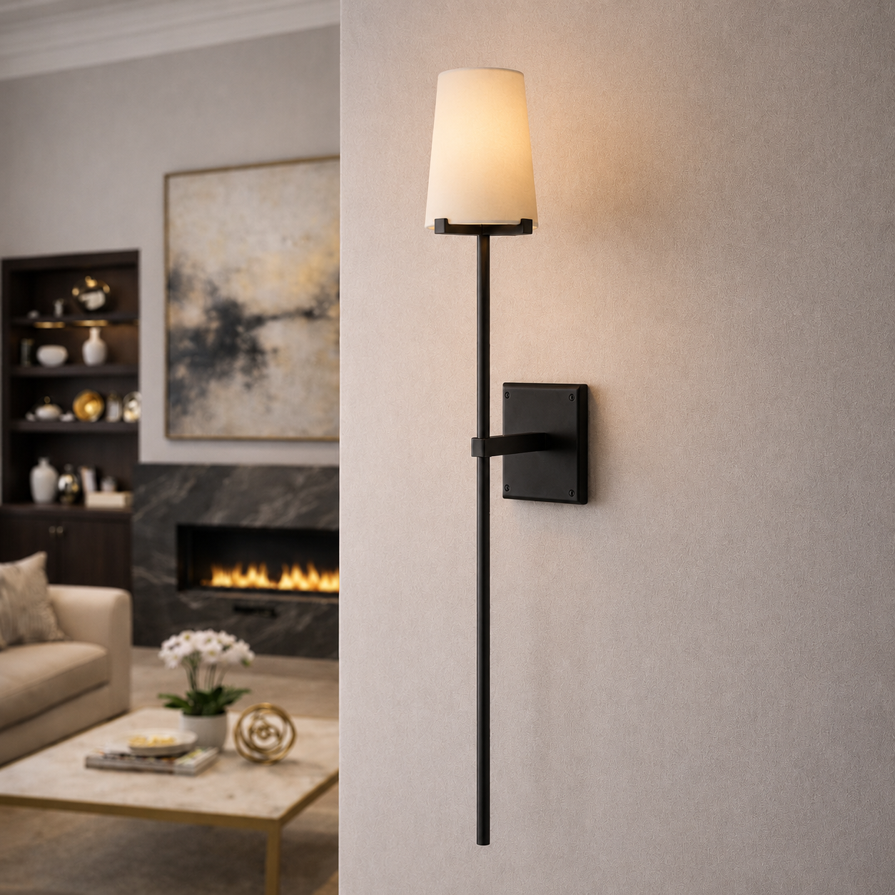 Parenlace Fabric Shade Torch Sconce