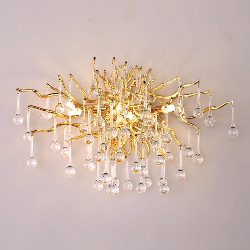 Rain Tree Crystal Teardrop Wall Sconce Gold Diameter 17"