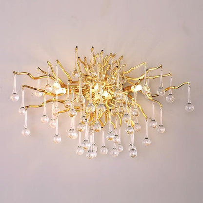 Rain Tree Crystal Teardrop Wall Sconce Gold Diameter 17"