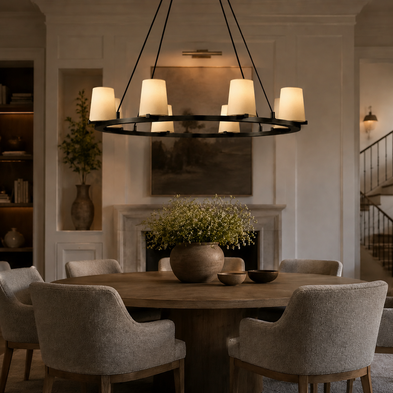 Parenlace Fabric Shade Round Chandelier