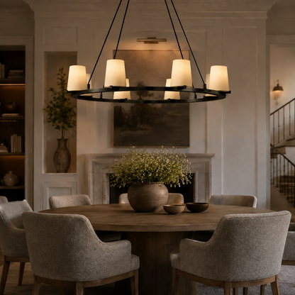 Parenlace Fabric Shade Round Chandelier