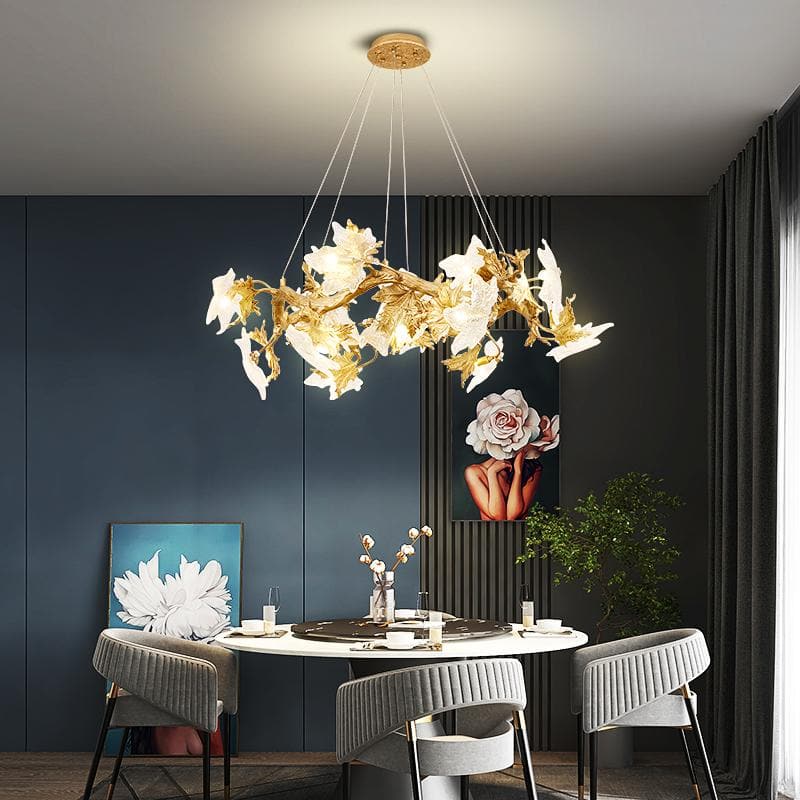 TLL Branch Maple Leaf Crystal Chandelier