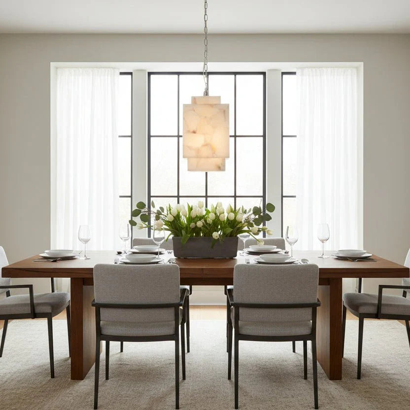 Alabaster Cube Pendant Light