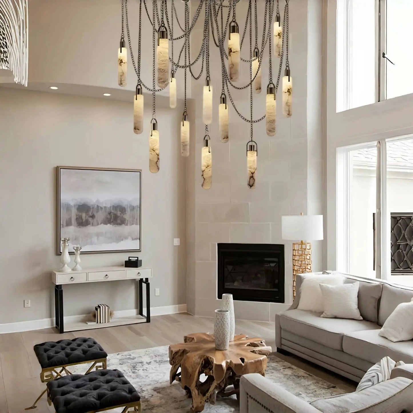 Alabaster Flint 1/2/3/5/7/9/12/15-Light LED Multi-Drop Pendant