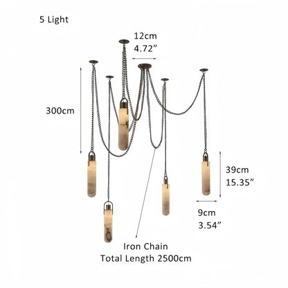 Alabaster Flint 5 Light LED Multi-Drop Pendant