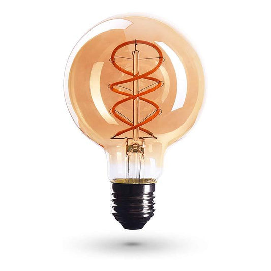 G80 Amber Glass LED Filament Bulb, E26, 6W, 2700K