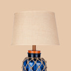 Blue Glass Table Lamp with Rope Detail